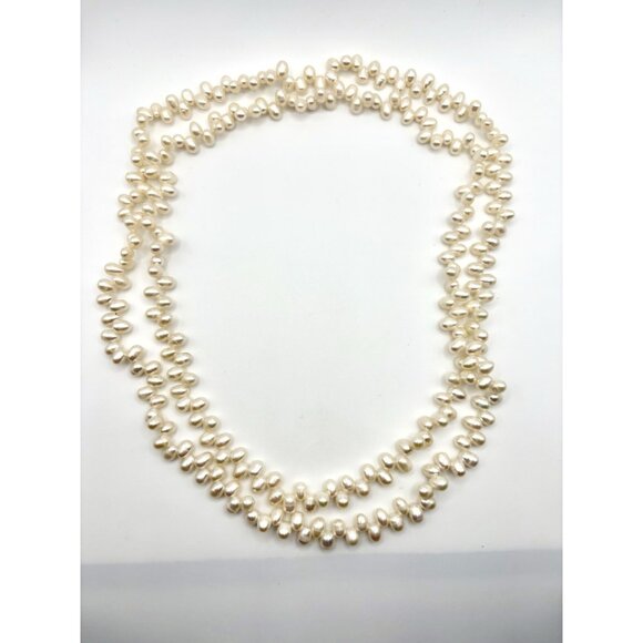 Rope Length Single Strand Genuine Freshwater Baroque Pearls Necklace Long